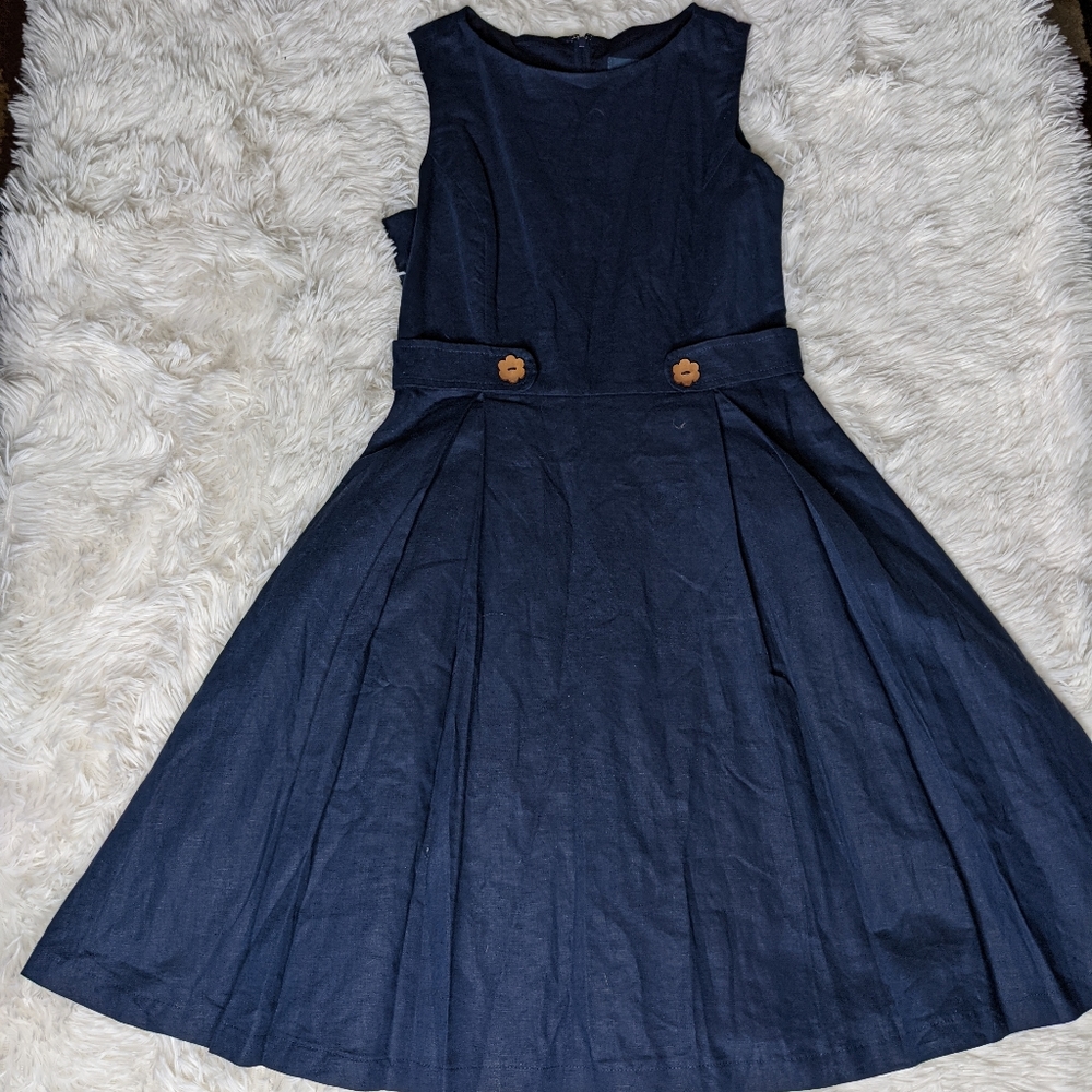 Modcloth Navy Blue dress with button detail
